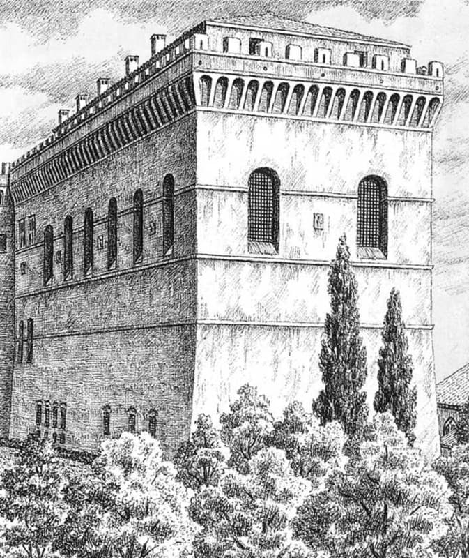 The original exterior of Sistine Chapel before later changes.