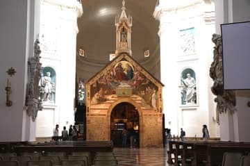 Standing directly under the basilica's large dome, the Porziuncola ("little portion") is the original stone chapel restored and frequently used by St. Francis. Dating from the 9th century, the long-abandoned chapel was given to Francis by the Benedictines and became the early headquarters of the new Franciscan order, founded here in 1209.