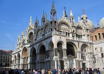 Southwest exterior of the Basilica di San Marco, Venice, Italy.