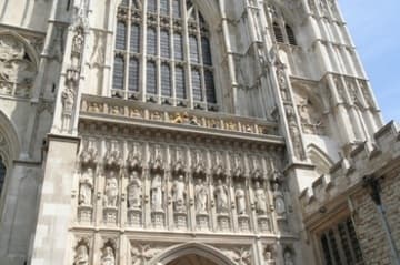 Statues of 20th-century martyrs over the west door.