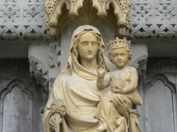 Sculpture of the Virgin and Child on the Great North Door.